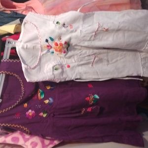 Size 5 girl embroidered dresses purple and white New